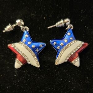 Patriotic American Stars and Stripes Dangle Earrings